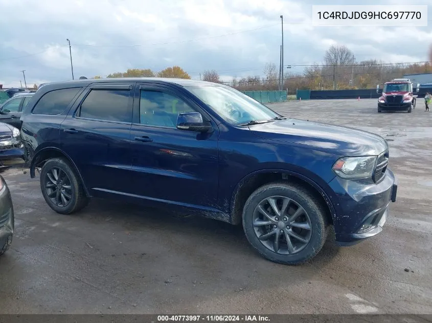 2017 Dodge Durango Gt Awd VIN: 1C4RDJDG9HC697770 Lot: 40773997