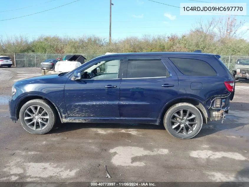 2017 Dodge Durango Gt Awd VIN: 1C4RDJDG9HC697770 Lot: 40773997