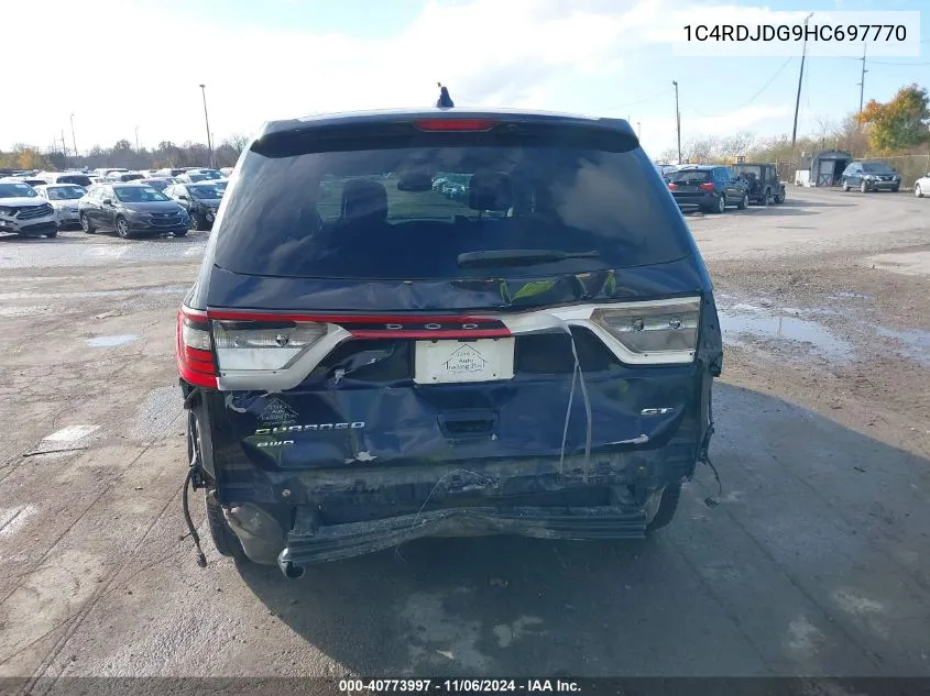 2017 Dodge Durango Gt Awd VIN: 1C4RDJDG9HC697770 Lot: 40773997