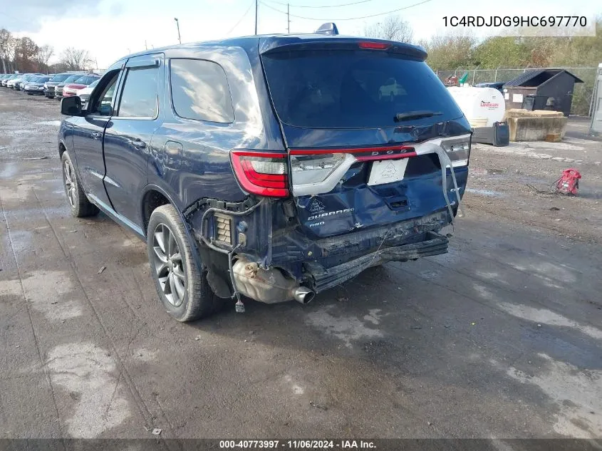 2017 Dodge Durango Gt Awd VIN: 1C4RDJDG9HC697770 Lot: 40773997