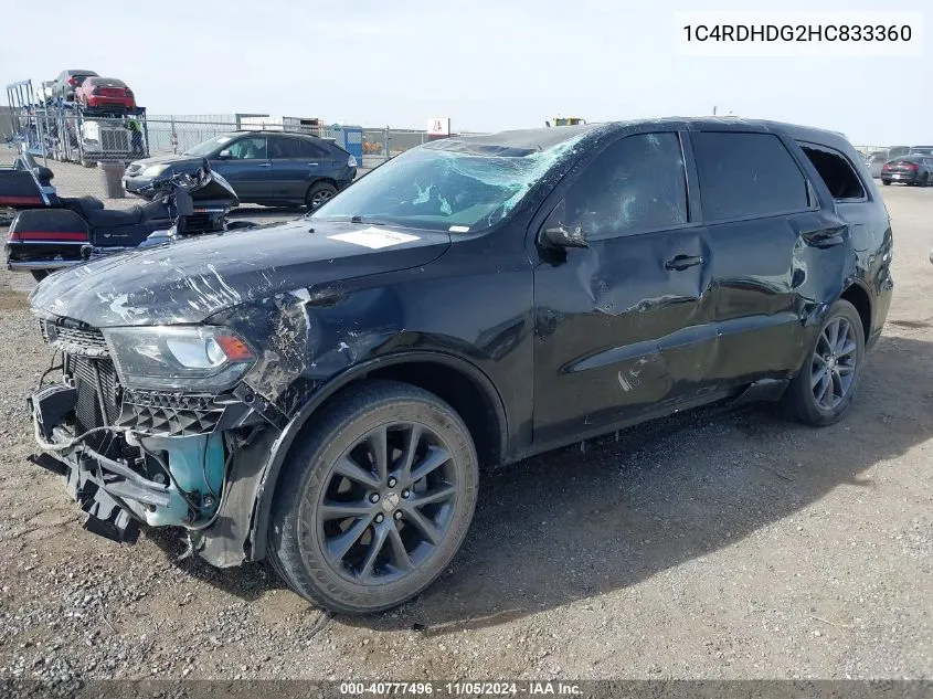 2017 Dodge Durango Gt Rwd VIN: 1C4RDHDG2HC833360 Lot: 40777496