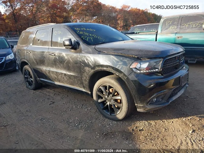 2017 Dodge Durango Gt Awd VIN: 1C4RDJDG5HC725855 Lot: 40781089