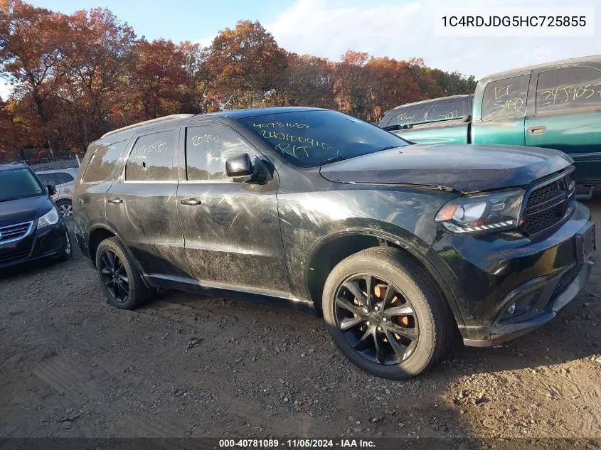 2017 Dodge Durango Gt Awd VIN: 1C4RDJDG5HC725855 Lot: 40781089