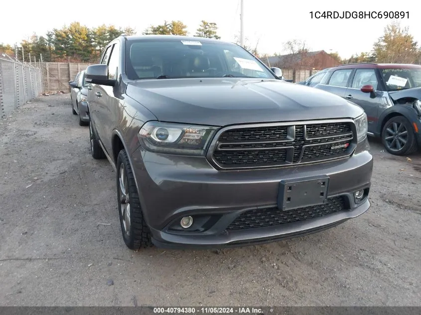 2017 Dodge Durango Gt Awd VIN: 1C4RDJDG8HC690891 Lot: 40794380