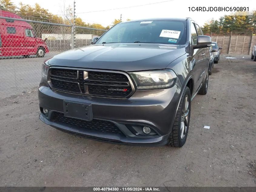 2017 Dodge Durango Gt Awd VIN: 1C4RDJDG8HC690891 Lot: 40794380