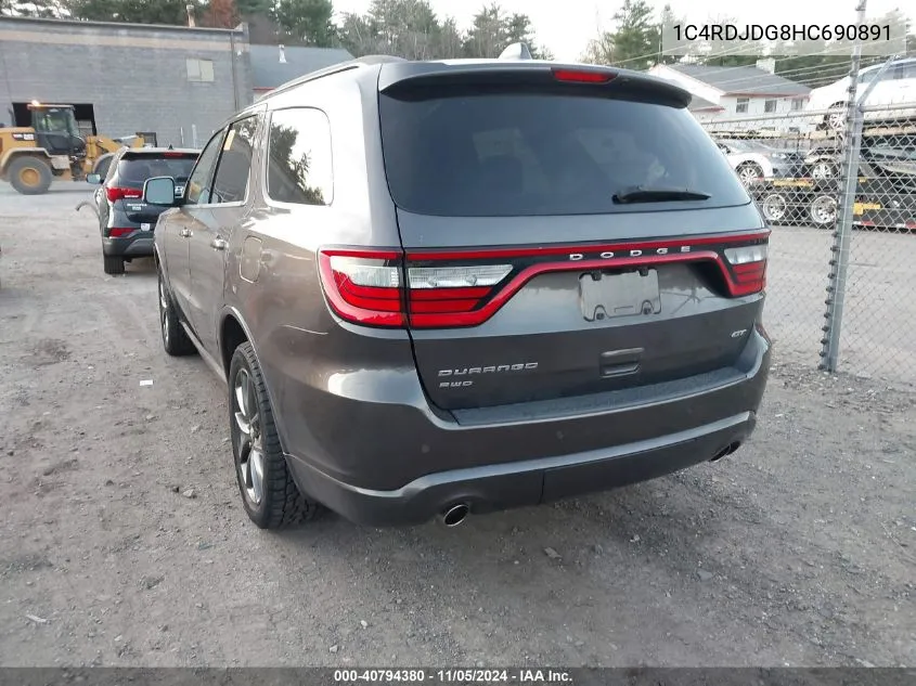 2017 Dodge Durango Gt Awd VIN: 1C4RDJDG8HC690891 Lot: 40794380