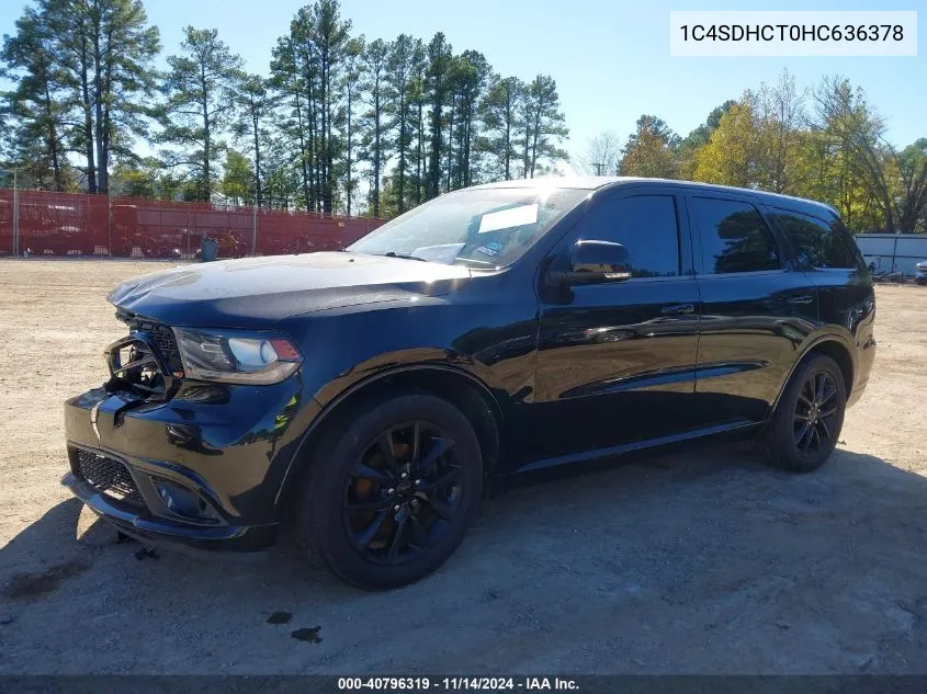 2017 Dodge Durango R/T Rwd VIN: 1C4SDHCT0HC636378 Lot: 40796319