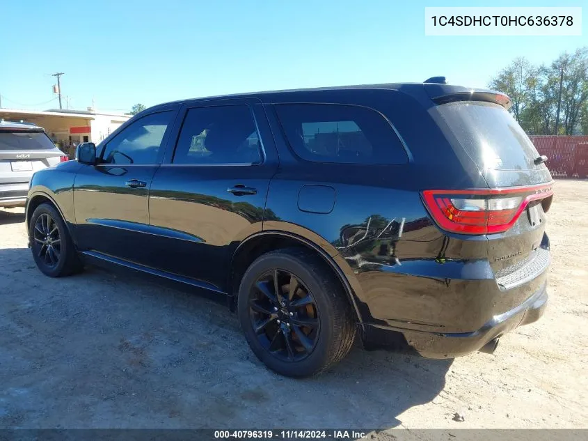 2017 Dodge Durango R/T Rwd VIN: 1C4SDHCT0HC636378 Lot: 40796319