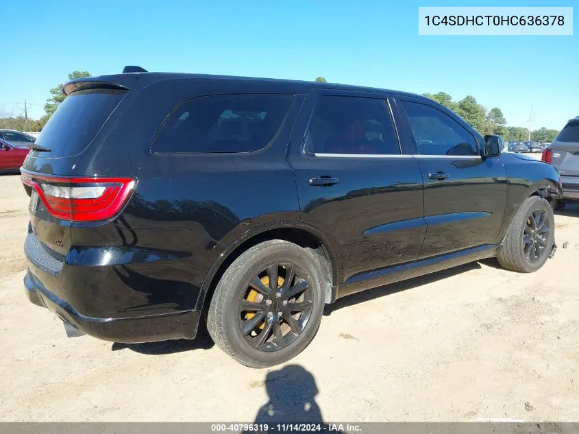 2017 Dodge Durango R/T Rwd VIN: 1C4SDHCT0HC636378 Lot: 40796319