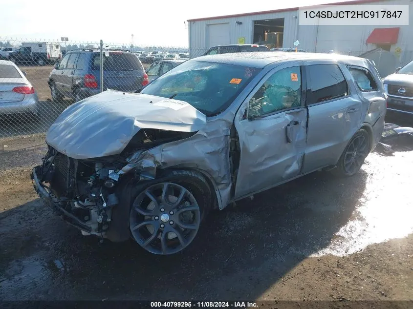 2017 Dodge Durango R/T VIN: 1C4SDJCT2HC917847 Lot: 40799295