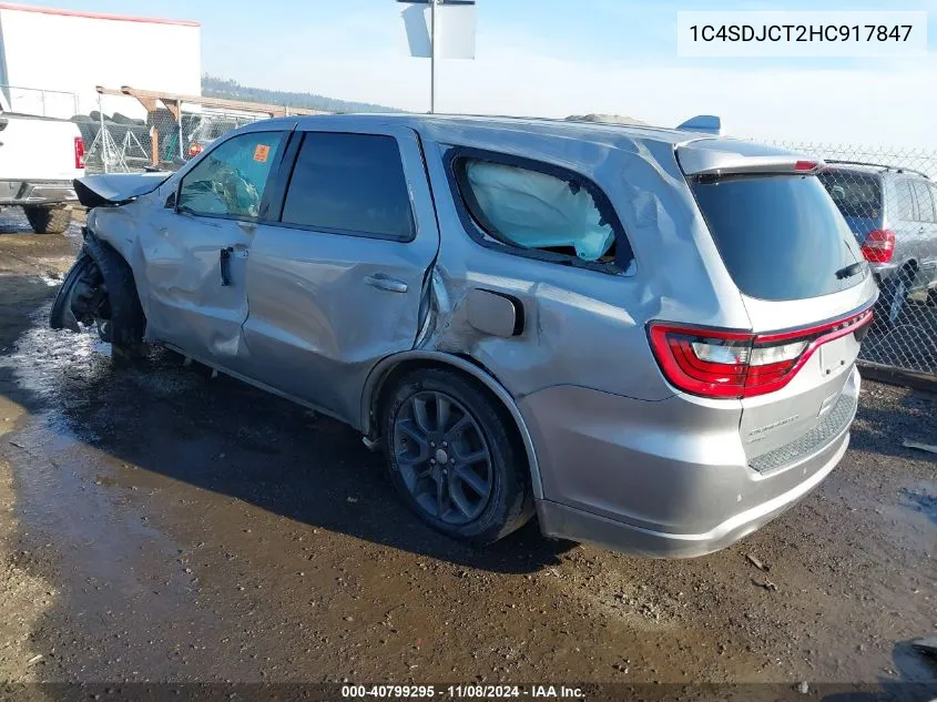 2017 Dodge Durango R/T VIN: 1C4SDJCT2HC917847 Lot: 40799295