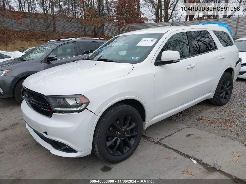 2017 Dodge Durango Gt Awd VIN: 1C4RDJDG0HC891068 Lot: 40803900