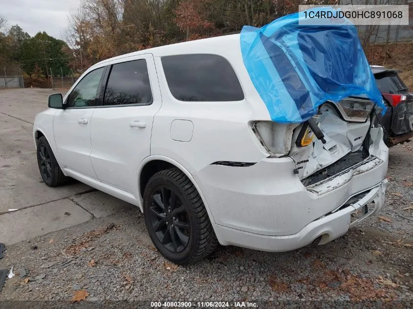 2017 Dodge Durango Gt Awd VIN: 1C4RDJDG0HC891068 Lot: 40803900