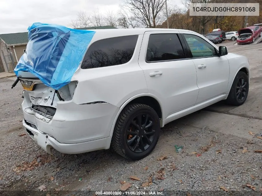 2017 Dodge Durango Gt Awd VIN: 1C4RDJDG0HC891068 Lot: 40803900