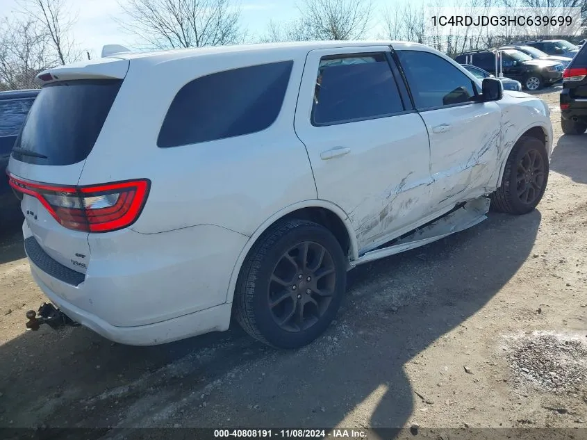 2017 Dodge Durango Gt Awd VIN: 1C4RDJDG3HC639699 Lot: 40808191