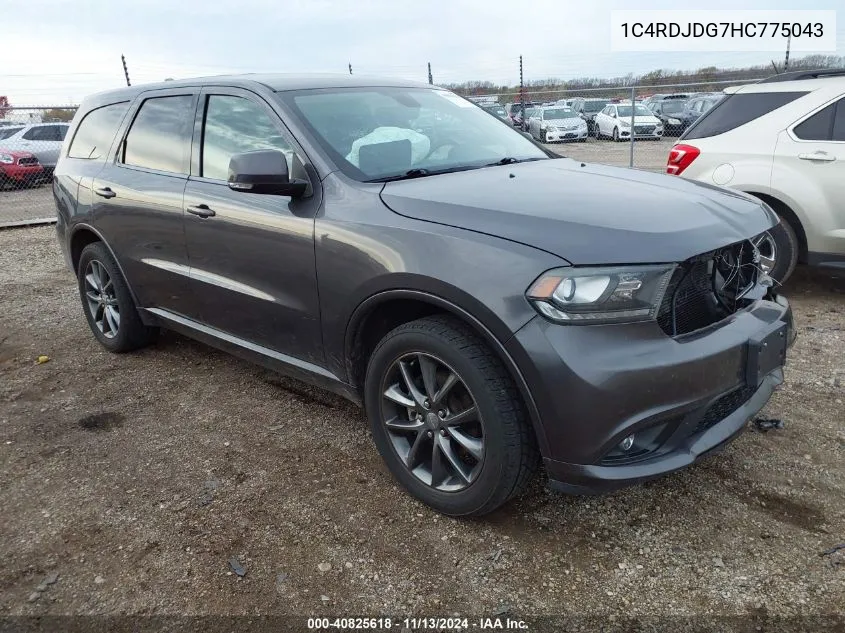 2017 Dodge Durango Gt Awd VIN: 1C4RDJDG7HC775043 Lot: 40825618