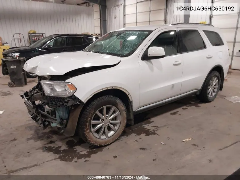 2017 Dodge Durango Sxt Awd VIN: 1C4RDJAG6HC630192 Lot: 40840783