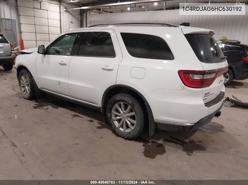 2017 Dodge Durango Sxt Awd VIN: 1C4RDJAG6HC630192 Lot: 40840783