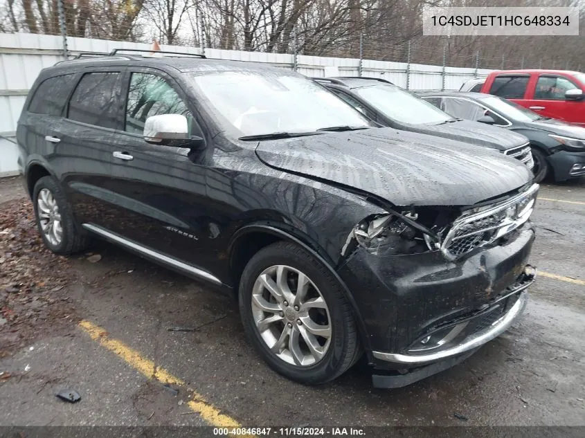 2017 Dodge Durango Citadel Awd VIN: 1C4SDJET1HC648334 Lot: 40846847