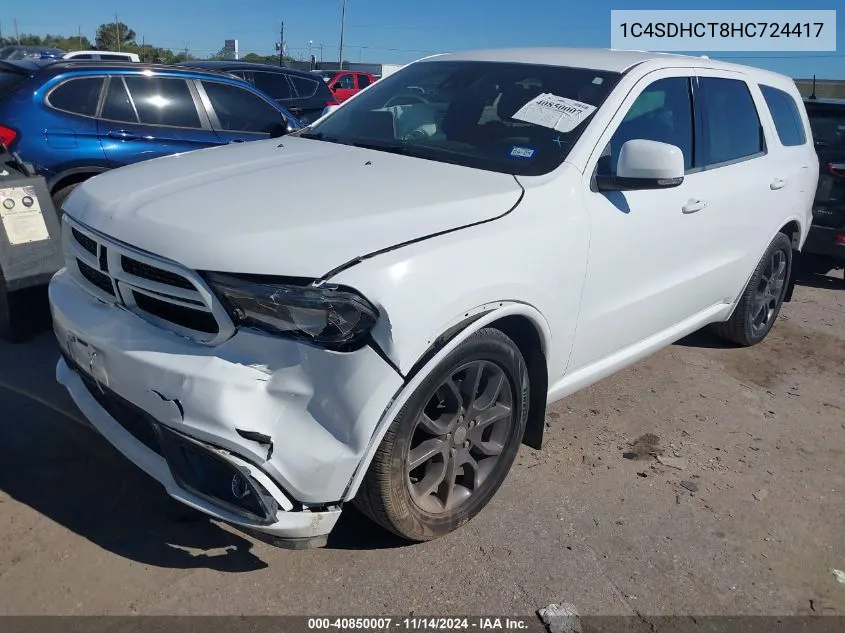 2017 Dodge Durango R/T Rwd VIN: 1C4SDHCT8HC724417 Lot: 40850007