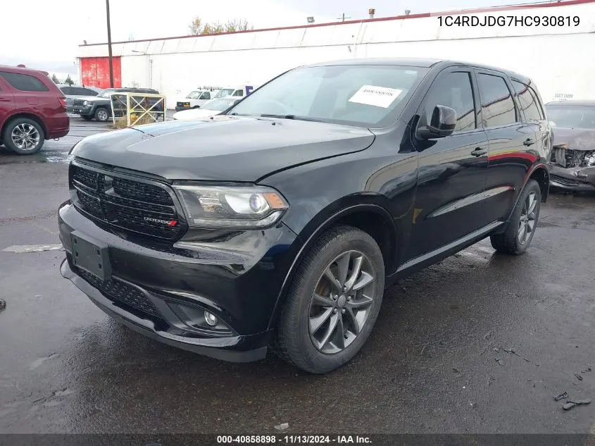 2017 Dodge Durango Gt Awd VIN: 1C4RDJDG7HC930819 Lot: 40858898