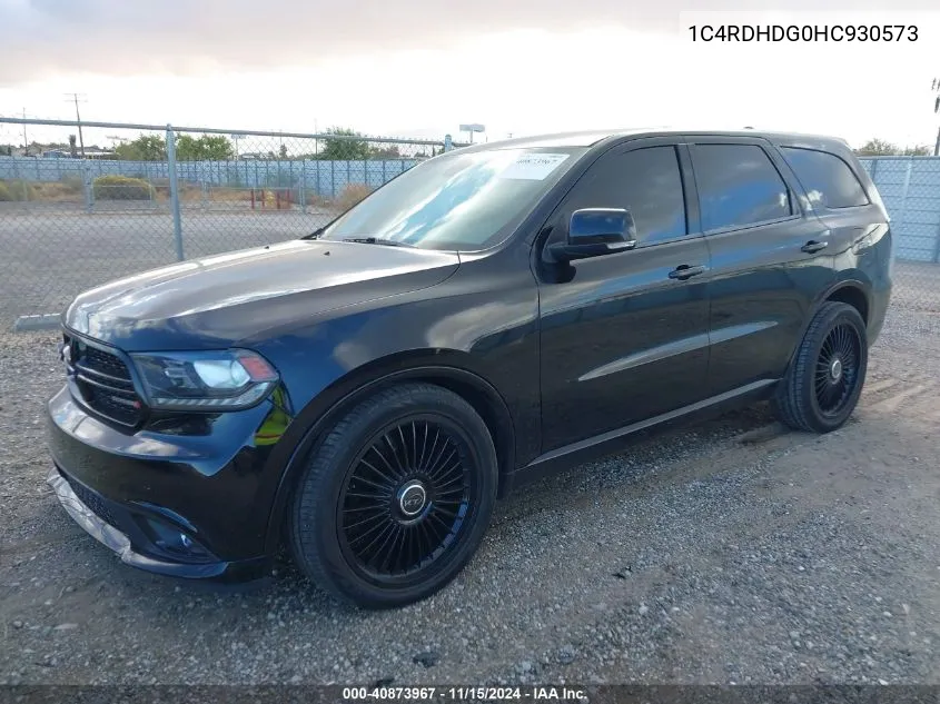 2017 Dodge Durango Gt Rwd VIN: 1C4RDHDG0HC930573 Lot: 40873967