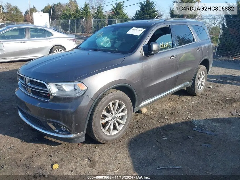 2017 Dodge Durango Sxt Awd VIN: 1C4RDJAG2HC806882 Lot: 40883865