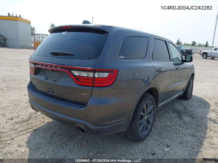 2018 Dodge Durango Gt VIN: 1C4RDJDG4JC242282 Lot: 12059663