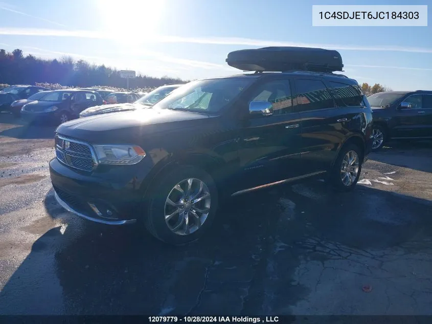 1C4SDJET6JC184303 2018 Dodge Durango Citadel