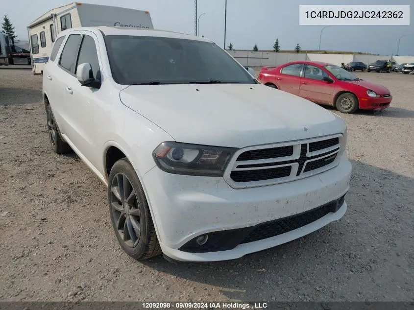 2018 Dodge Durango VIN: 1C4RDJDG2JC242362 Lot: 12092098