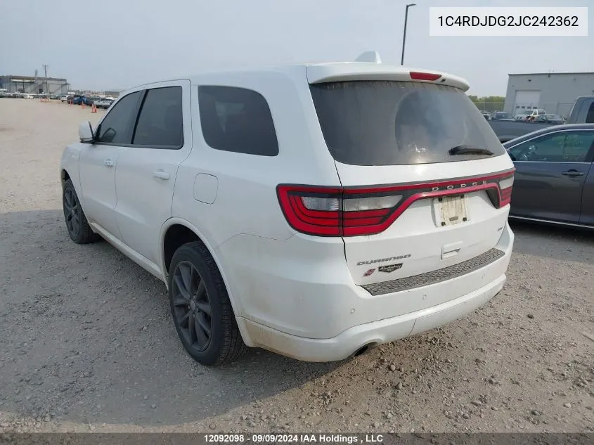 1C4RDJDG2JC242362 2018 Dodge Durango