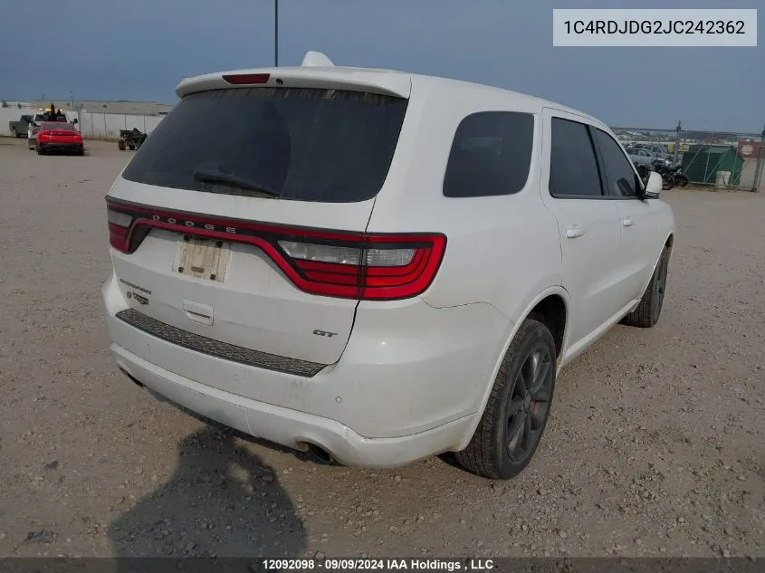 2018 Dodge Durango VIN: 1C4RDJDG2JC242362 Lot: 12092098