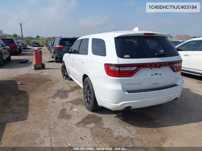 1C4SDHCT9JC403184 2018 Dodge Durango R/T Rwd