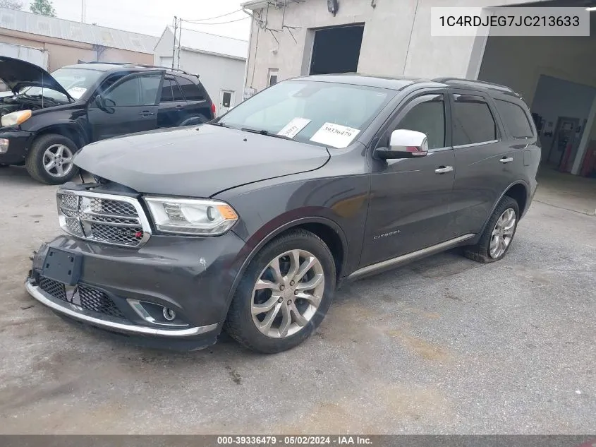 2018 Dodge Durango Citadel Awd VIN: 1C4RDJEG7JC213633 Lot: 39336479