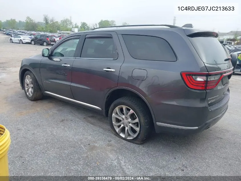 2018 Dodge Durango Citadel Awd VIN: 1C4RDJEG7JC213633 Lot: 39336479