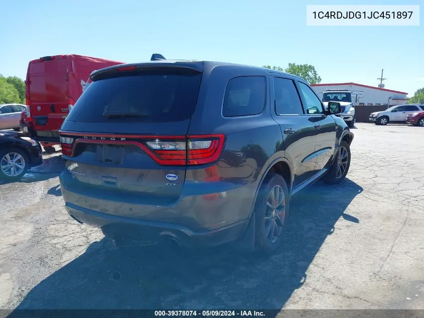 2018 Dodge Durango Gt VIN: 1C4RDJDG1JC451897 Lot: 39378074