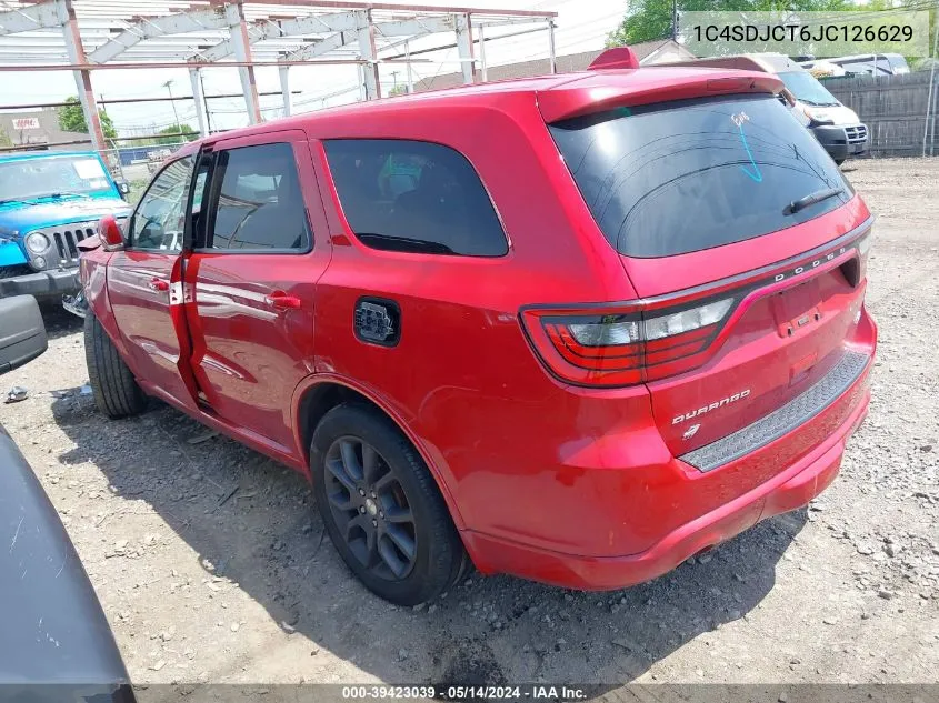 2018 Dodge Durango R/T VIN: 1C4SDJCT6JC126629 Lot: 39423039