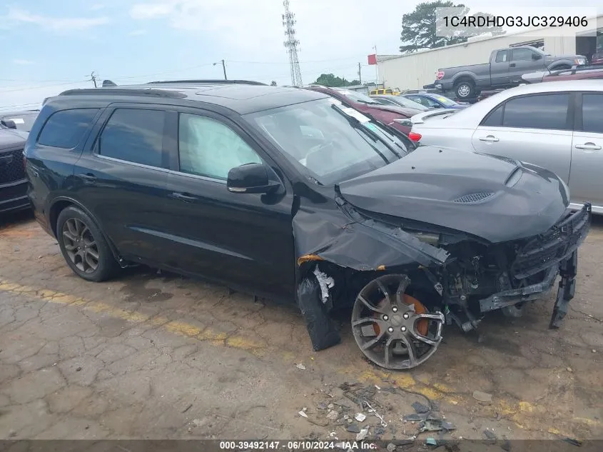 2018 Dodge Durango Gt Rwd VIN: 1C4RDHDG3JC329406 Lot: 39492147