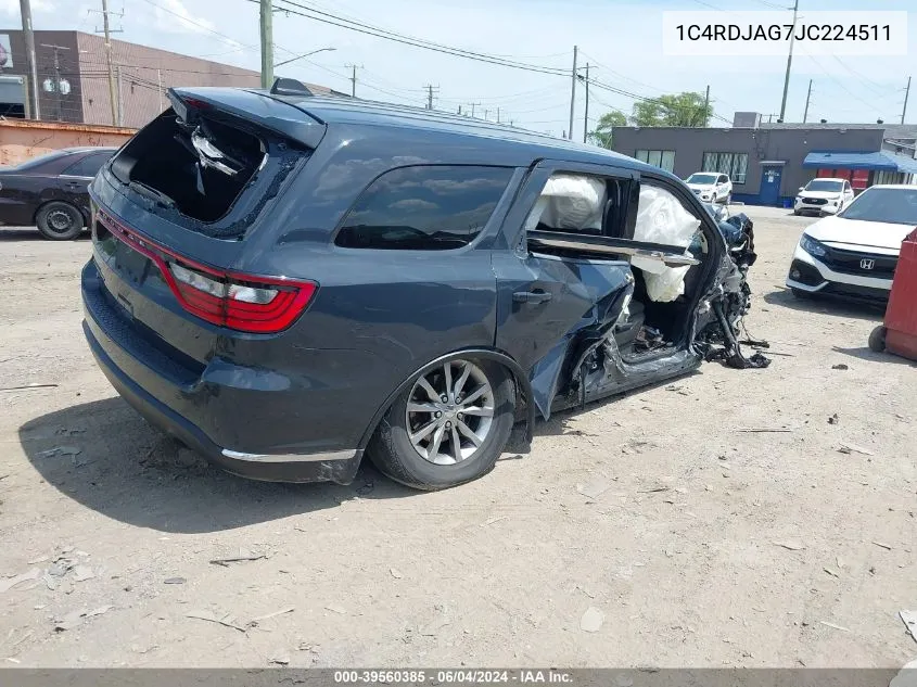 1C4RDJAG7JC224511 2018 Dodge Durango Sxt Awd