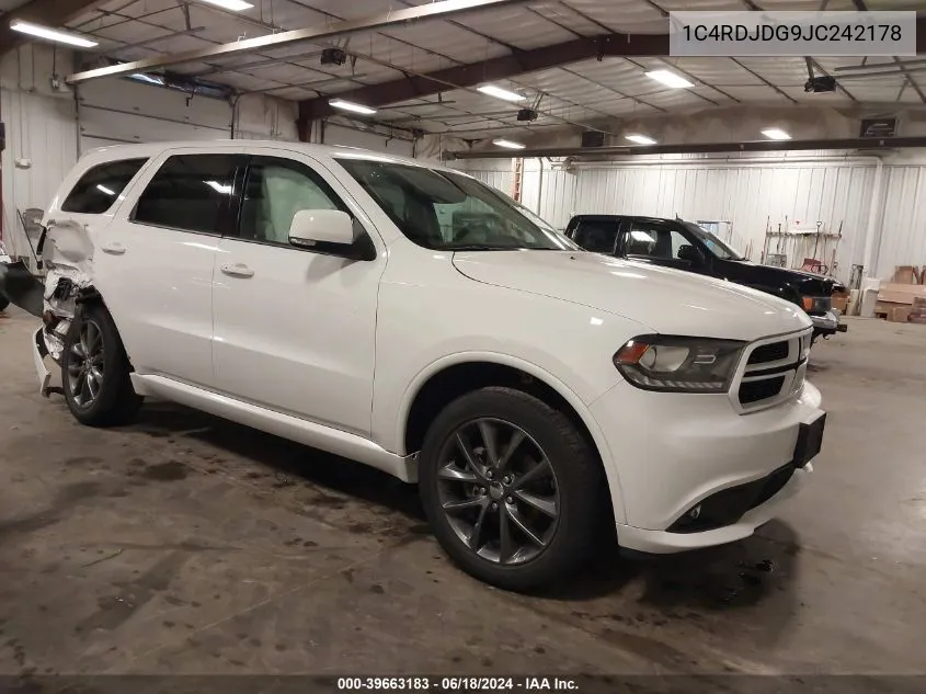 2018 Dodge Durango Gt VIN: 1C4RDJDG9JC242178 Lot: 39663183