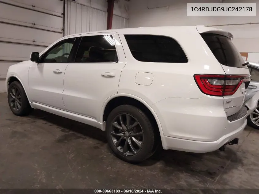 1C4RDJDG9JC242178 2018 Dodge Durango Gt