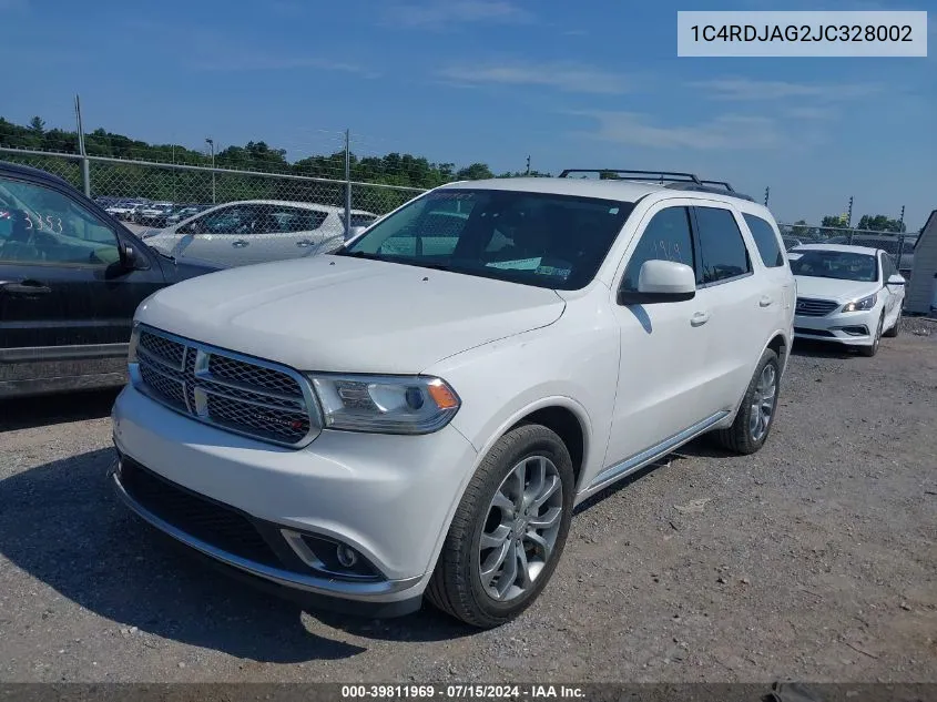 1C4RDJAG2JC328002 2018 Dodge Durango Sxt Awd