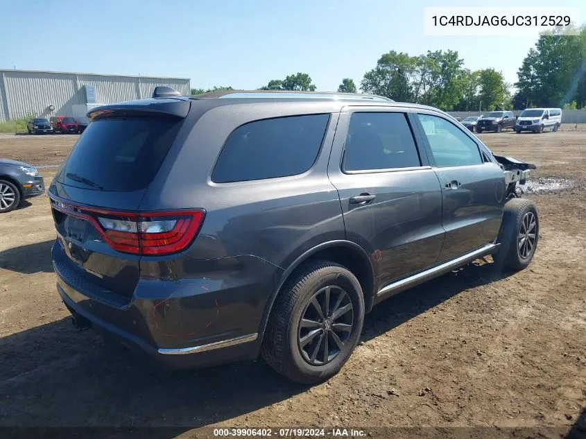 2018 Dodge Durango Sxt Awd VIN: 1C4RDJAG6JC312529 Lot: 39906402