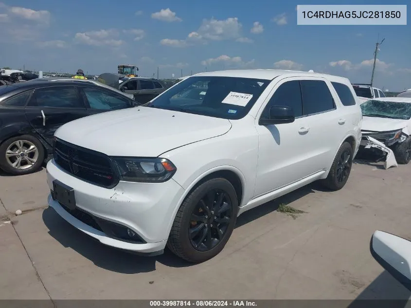 1C4RDHAG5JC281850 2018 Dodge Durango Sxt Rwd