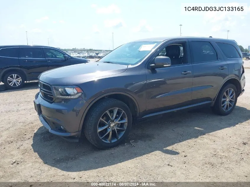 2018 Dodge Durango Gt Awd VIN: 1C4RDJDG3JC133165 Lot: 40022174