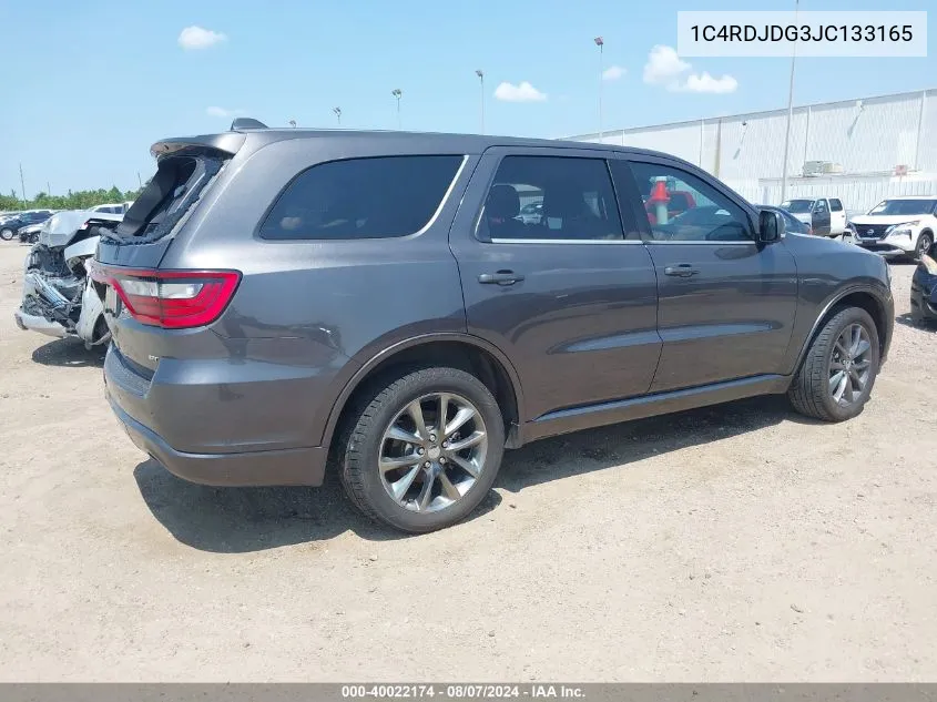 2018 Dodge Durango Gt Awd VIN: 1C4RDJDG3JC133165 Lot: 40022174