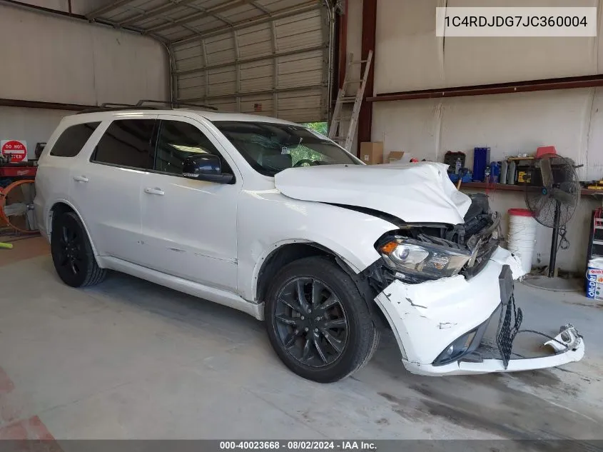 2018 Dodge Durango Gt Awd VIN: 1C4RDJDG7JC360004 Lot: 40023668