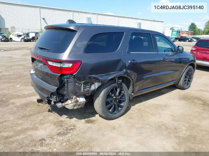 2018 Dodge Durango Sxt Awd VIN: 1C4RDJAG8JC395140 Lot: 40059554