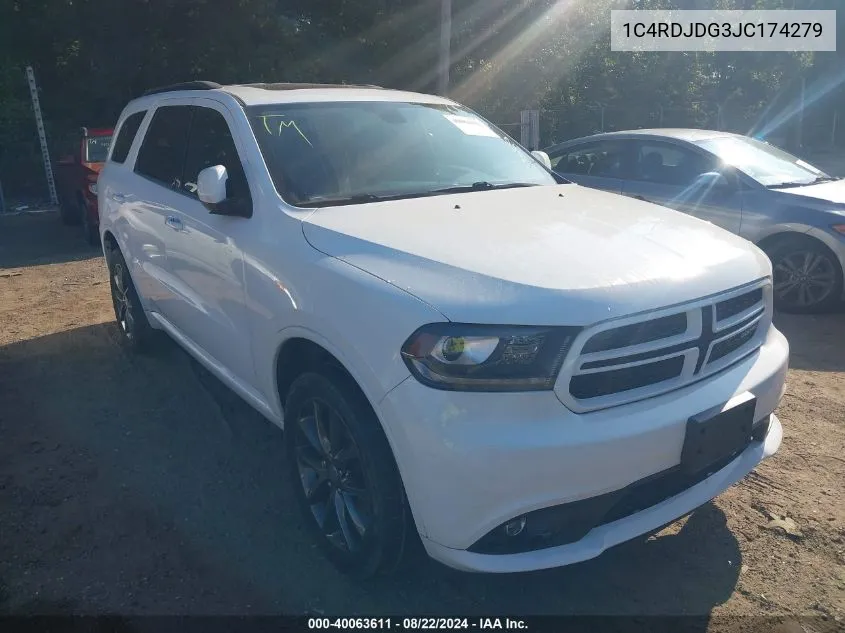 2018 Dodge Durango Gt Awd VIN: 1C4RDJDG3JC174279 Lot: 40063611