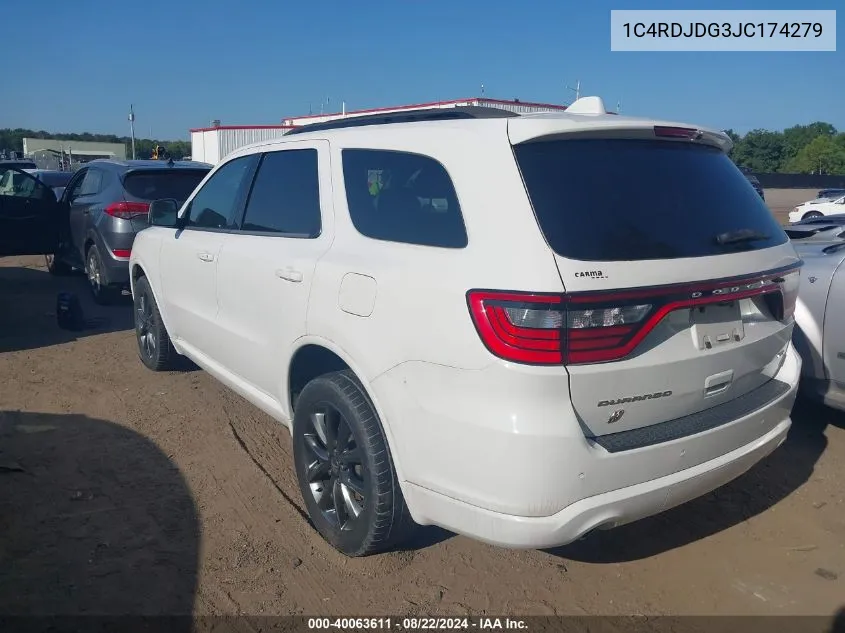 1C4RDJDG3JC174279 2018 Dodge Durango Gt Awd